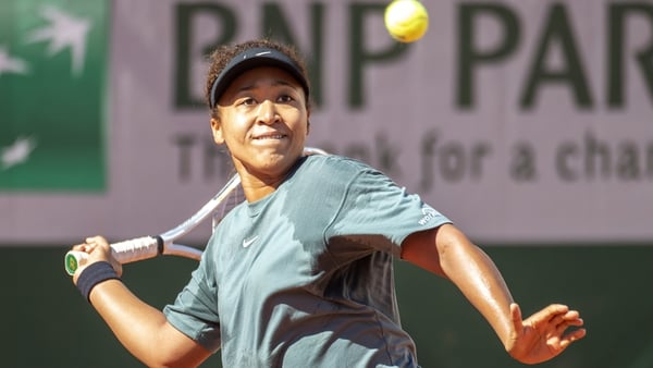 Naomi Osaka practices at Roland Garros ahead of the French Open
