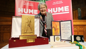 Pat Hume pictured with the awards