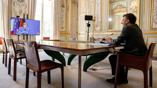 Emmanuel Macron held a virtual meeting with German Chancellor Angela Merkel today