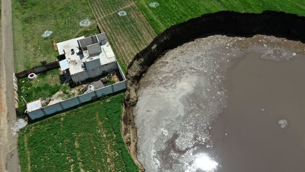 The Sanchez family home is under threat from the giant hole that appeared on Saturday