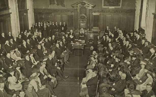 The inaugural session of the parliament in Belfast Photo: Illustrated London News [London, England], 11 June 1921
