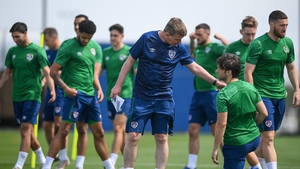 Stephen Kenny and his squad at a training session ahead of the Andorra game