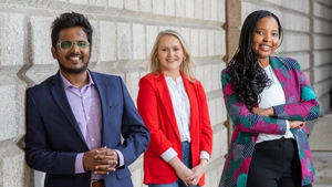 RISE Ethnic Minority Talent Programme participants Bongile Mellon, Deputy Manager, Corporate Banking and Vinil Thombrey, Senior Data Analyst, Advanced Analytics along with Zoe Deverell, Inclusion & Diversity Specialist, Bank of Ireland