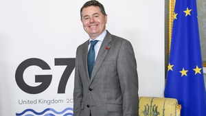 Minister for Finance Paschal Donohoe at the G7 meeting in London
