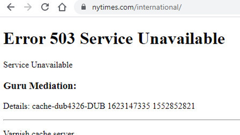 New York Times among the websites affected