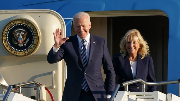 US President Joe Biden and First Lady Jill Biden arrived on Air Force One at RAF Mildenhall in Suffolk