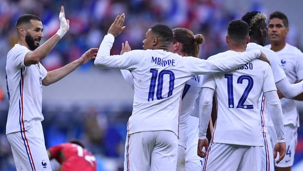 Karim Benzema (L) and Kylian Mbappe are among France's fearsome complement of strikers