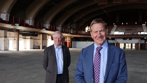 Michael Portillo and Michael Laffan in Kings Hall Belfast