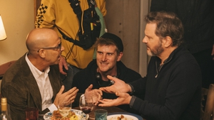 Man in the middle - Harry Macqueen with Stanley Tucci and Colin Firth on the set of Supernova