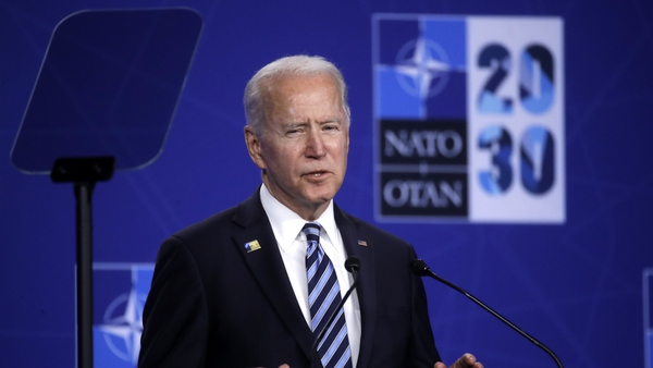 US President Joe Biden gives a press conference during the NATO summit