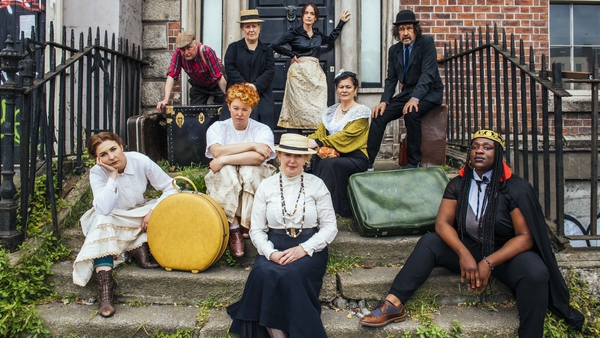 Actors stage photocall outside James Joyce's 'House of The Dead'. Photo by Ruth Medjber
