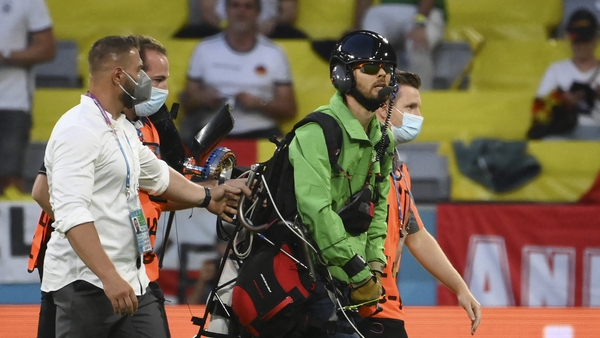 A 38-year-old German activist parachuted into the stadium before kick-off of the Germany-France Euro 2020 match last night