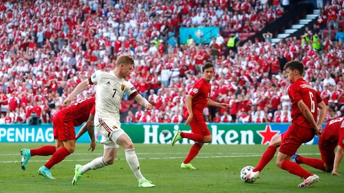 Belgium came back from one goal down to defeat an impressive Danish side in Copenhagen