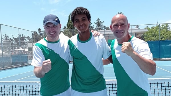 Ammar Elamin (C) made his Davis Cup debut for Ireland against