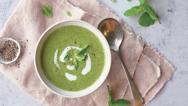 Pea, bacon and mint soup from Trisha's 21-Day-Reset.