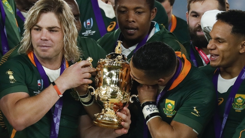 Faf de Klerk (left) played a key role in South Africa's Rugby World Cup win in 2019