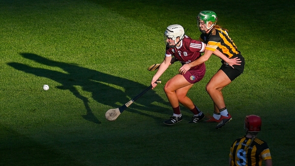 Collette Dormer of Kilkenny tackles Galway's Catherine Finnerty during the League final