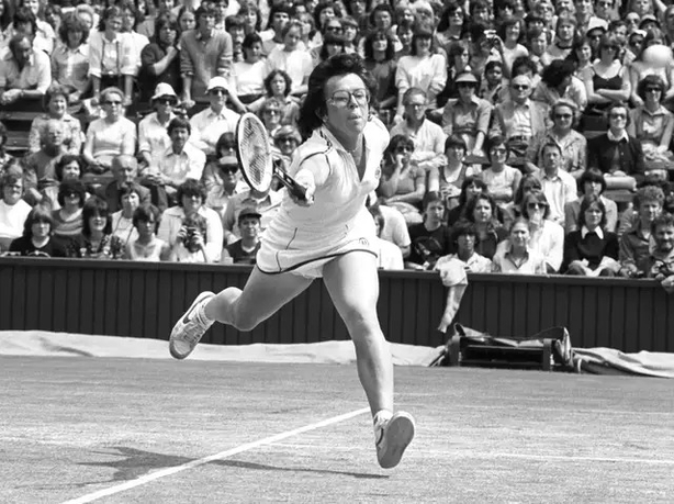 Billie Jean King playing at Wimbledon in 1980 (PA)