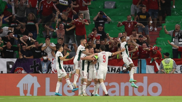 Hungary celebrate the opening goal in Munich
