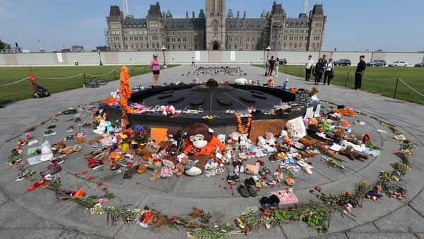 A memorial for children who died in residential schools on Parliament Hill in Ottawa