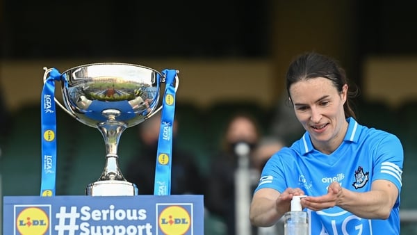 Dublin captain Sinead Aherne before lifting the cup