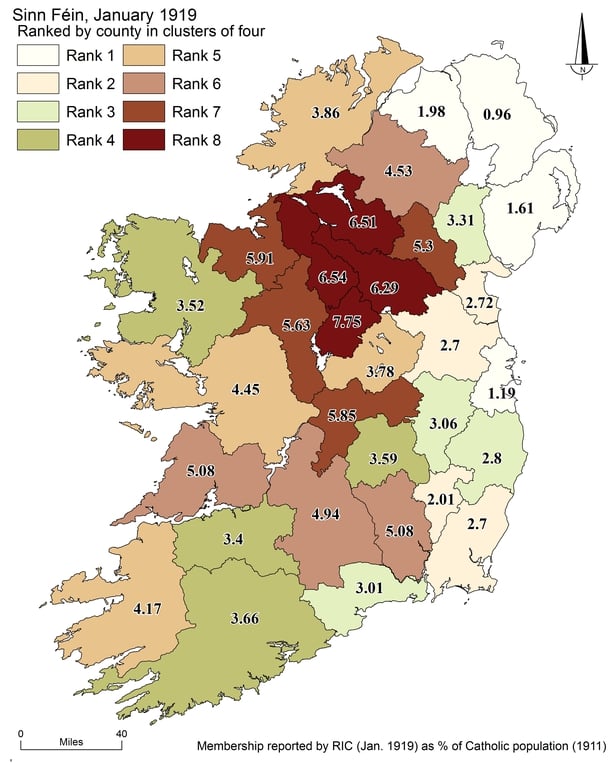 Map showing Sinn Fein membership 