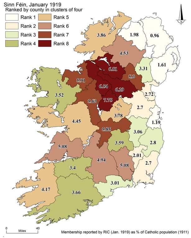 Map showing Sinn Fein membership