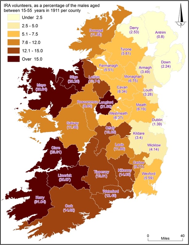 Map showing IRA membership