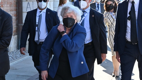 US Treasury Secretary Janet Yellen arriving for the G20 meeting in Venice, Italy