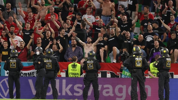 Hungarian fans at the Allianz Arena last month