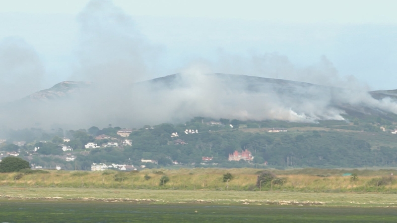 Air Corps and fire services fighting blaze in Howth