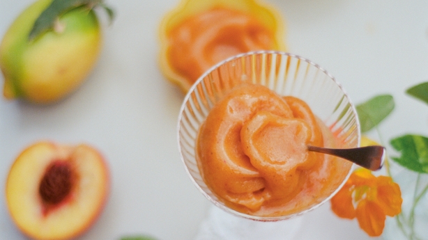 peach and basil sorbet