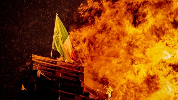 The Irish tricolour was set alight at a bonfire in Belfast