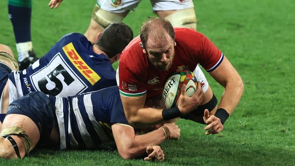 Alun Wyn Jones is tackled at Cape Town Stadium