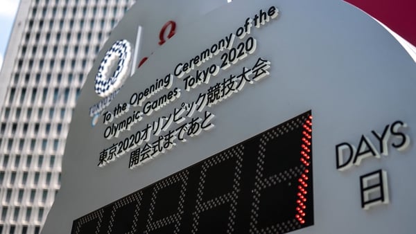 The countdown clock indicating one day until the start of the opening ceremony of Tokyo 2020 Olympic Games