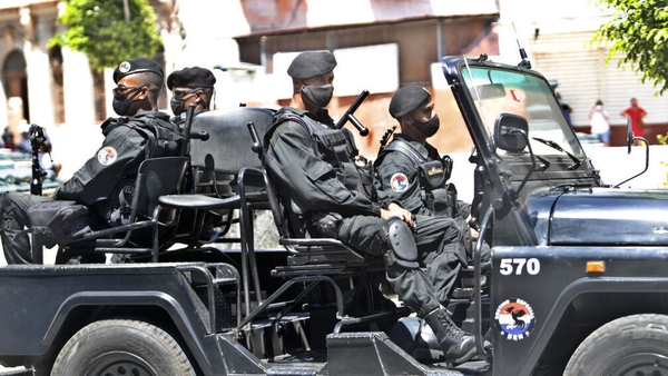 Special forces troops patrol the Cuban capital Havana following the recent protests