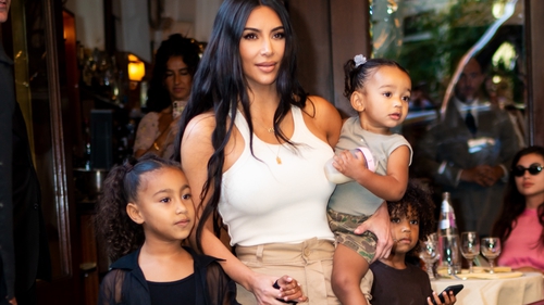 Kim Kardashian with children North, Saint and Chicago
