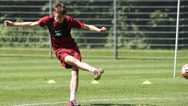 Conor Bradley at pre-season training with Liverpool