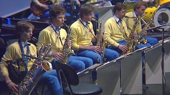 Irish Youth Jazz Orchestra playing at the Cork Jazz Festival in 1985. Highlights were broadcast in 1986.