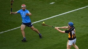 Paddy Smyth tries to block a shot from John Donnelly in the Leinster hurling final loss to Kilkenny