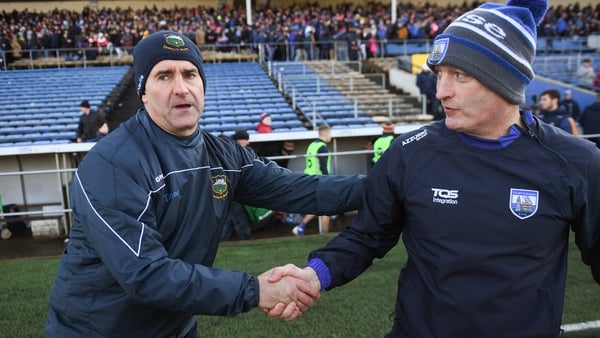 Liam Sheedy (L) and Liam Cahill have won a league game apiece in their two previous meetings as Tipperary and Waterford manager respectively