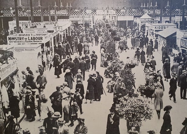 Central Hall at the Dublin Horse Show. Photo: Irish Life, 19 August 1921. Full collection available at the National Library of Ireland