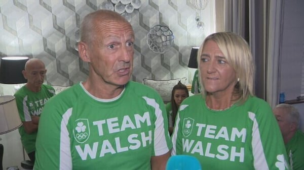 Damian and Martine Walsh after witnessing their son secure an Olympic medal