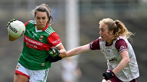 Niamh Kelly of Mayo in action against Louise Ward of Galway