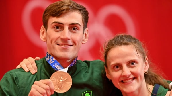 Bronze medallist Aidan Walsh of Ireland with his sister Michaela