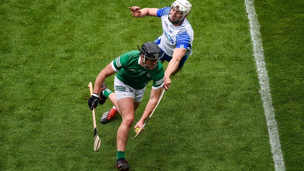 Darragh O'Donovan of Limerick in action against Jack Fagan of Waterford