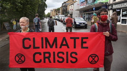 Protesters blocked a major road in Cambridge in order to highlight climate change, pic: Getty