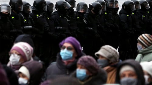 Police blocked a protest rally route in Minsk in November last year