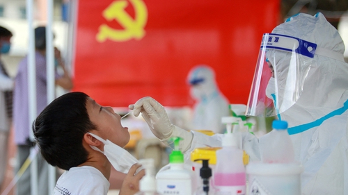 A child receives a Covid test in Yangzhou in China's eastern Jiangsu province