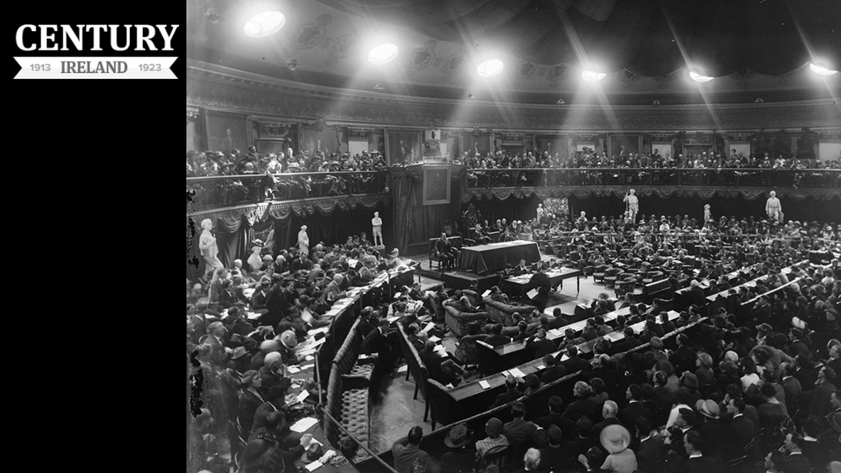 Dáil Éireann meeting in the Mansion House in August 1921
Photo: National Library of Ireland, Ke 220